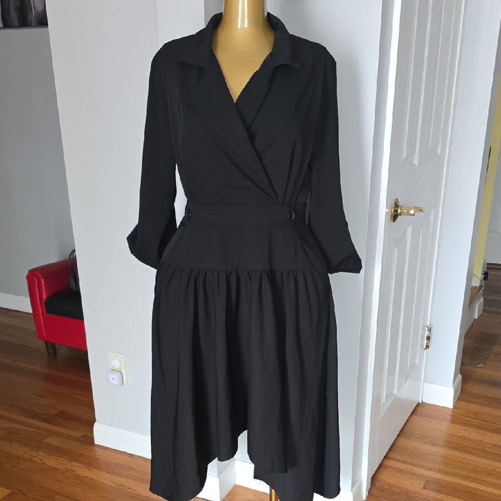 Black Wrap-Style Women's Dress